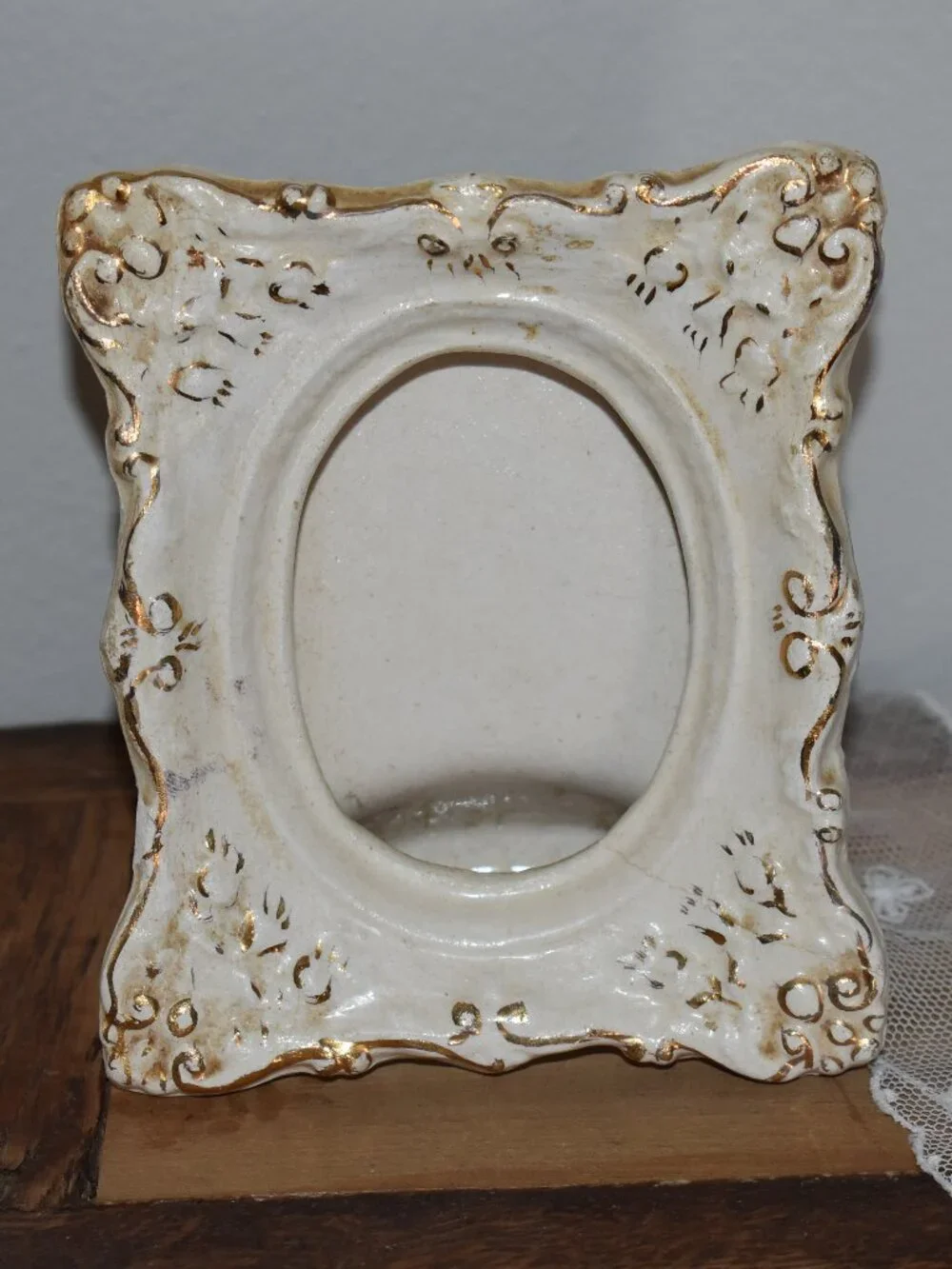 Vintage Antique Porcelain Mini Ornate Picture Frame Decor